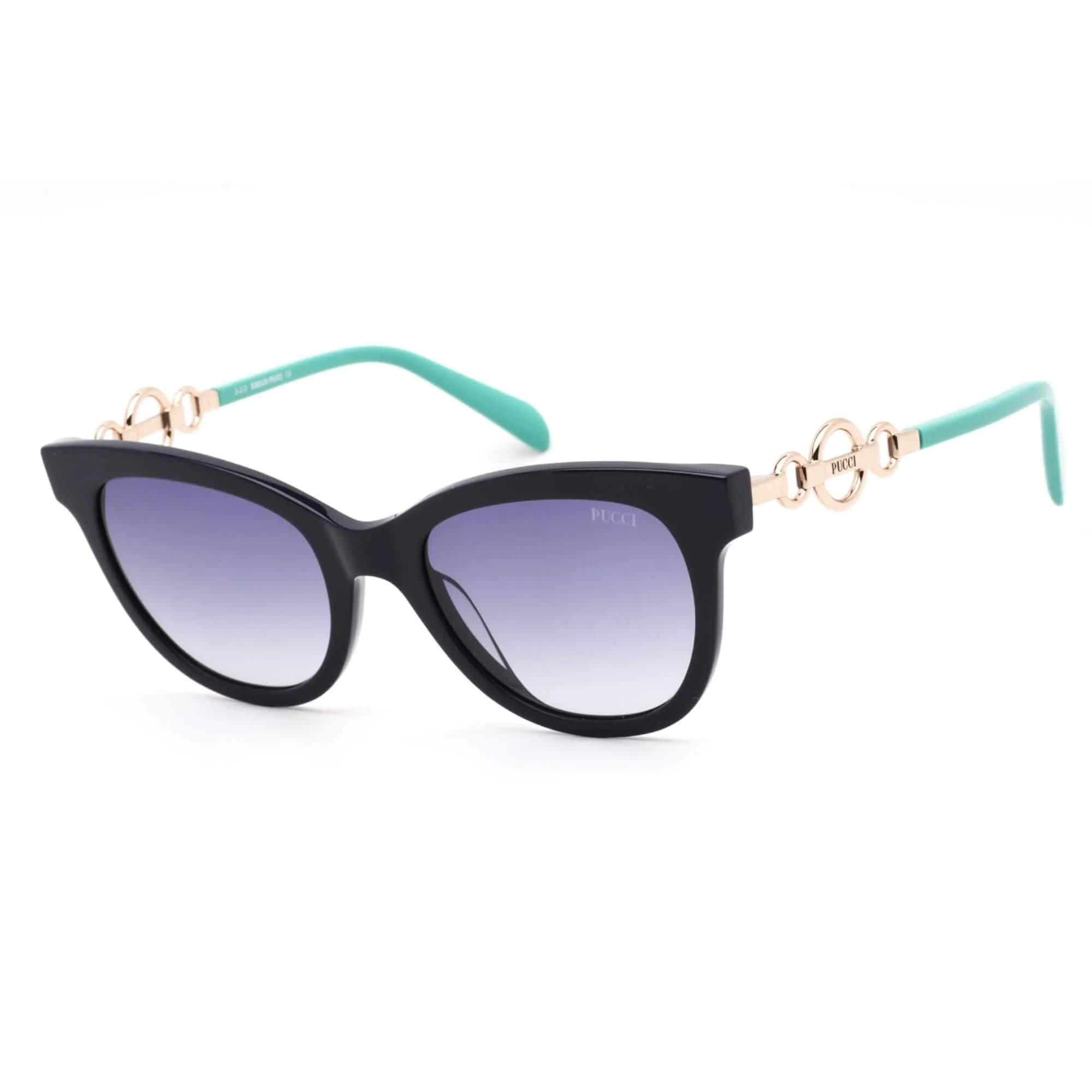 Emilio Pucci Women's Sunglasses - Shiny Black/Rose Gold/Turquoise Frame | EP0157 90W