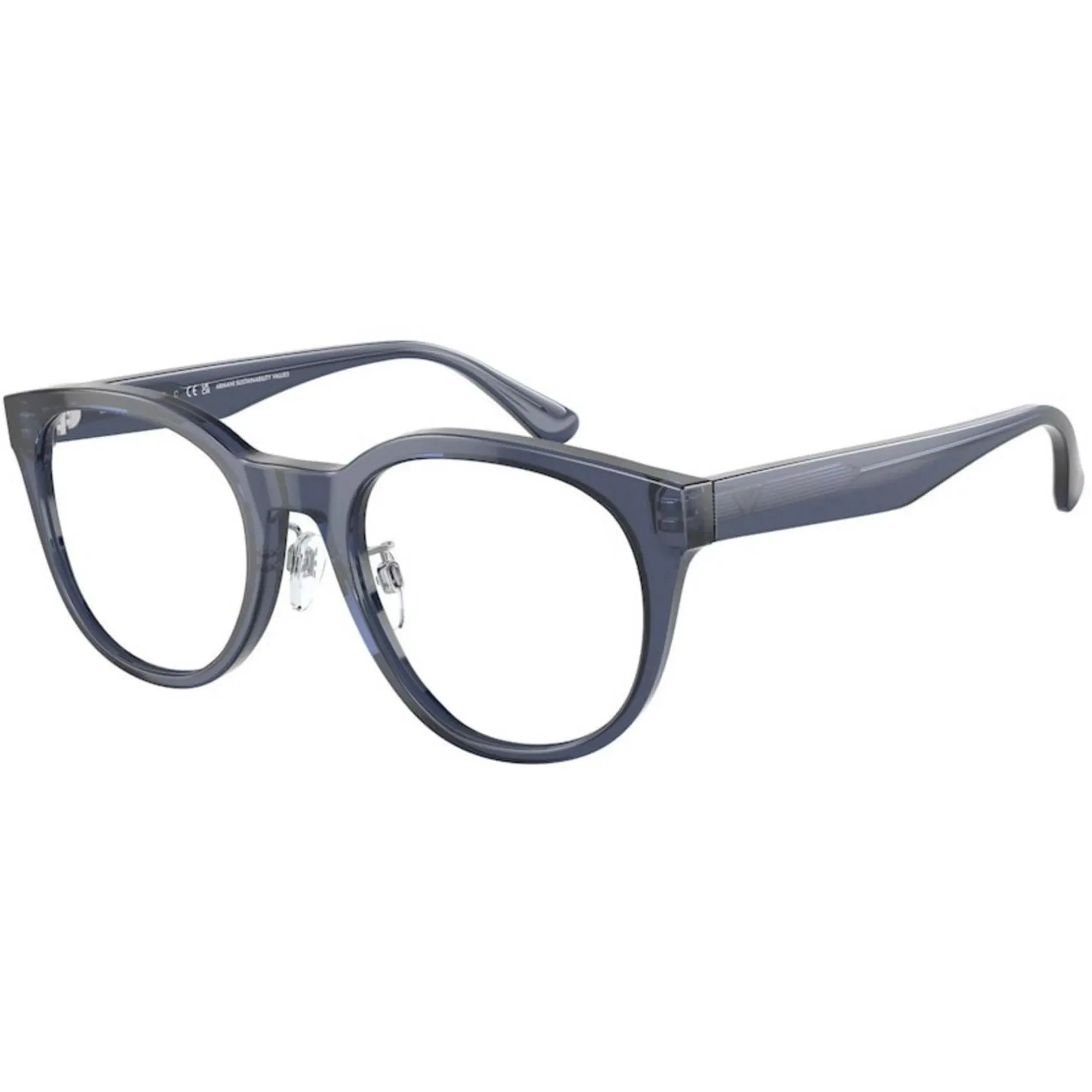 Emporio Armani Men's Eyeglasses - Shiny Transparent Blue Plastic Frame | 3207F 5072