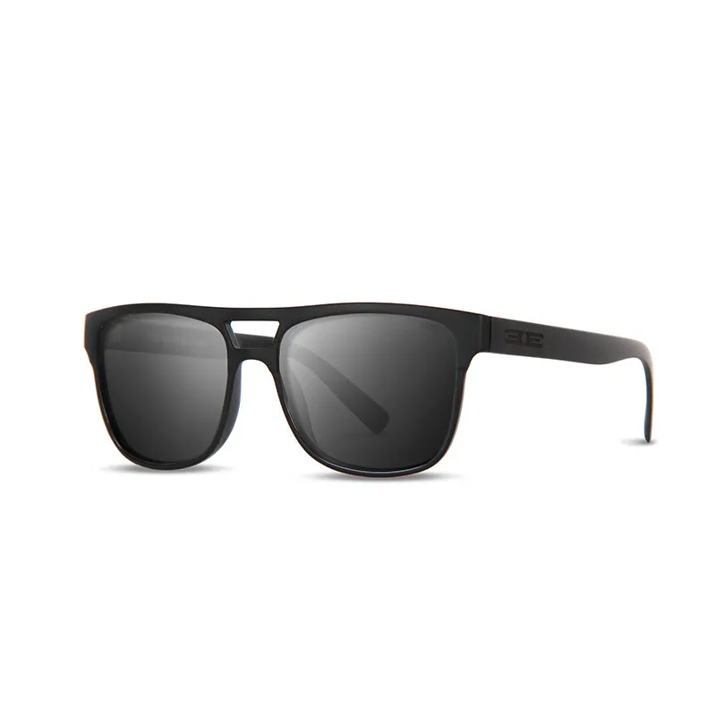 EPOCH EYEWEAR Oscar Polarized Smoke Flash Mirror Sunglasses (Black/Smoke)