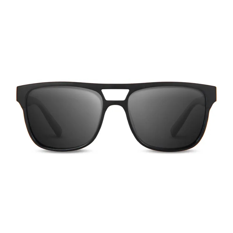 EPOCH EYEWEAR Oscar Polarized Smoke Flash Mirror Sunglasses (Black/Smoke)
