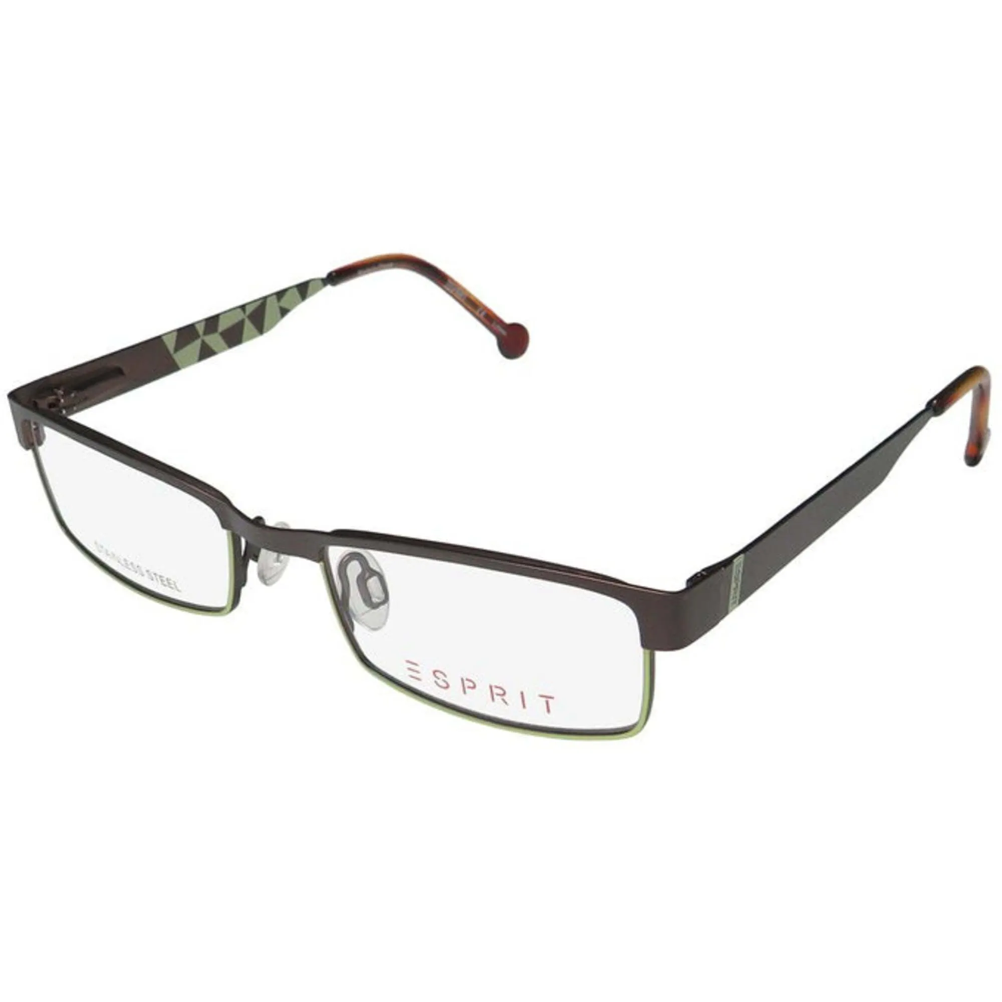 Esprit Unisex Eyeglasses - Brown Metal Full Rim Rectangular Frame | ESPRIT 17412 535