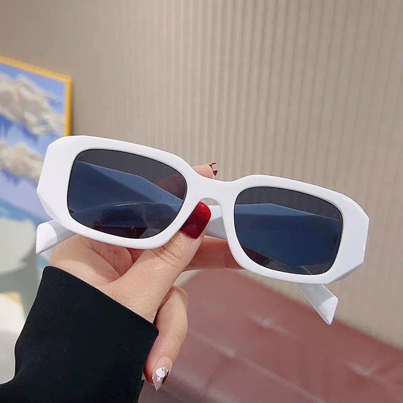 European and American Personalized Fashion Sunglasses Sun Protection Square Hip Hop Internet Celebrity Slim Looking Fancy Sunglasses Women Korean Style Retro Frame