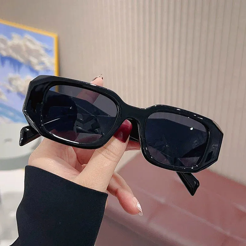 European and American Personalized Fashion Sunglasses Sun Protection Square Hip Hop Internet Celebrity Slim Looking Fancy Sunglasses Women Korean Style Retro Frame