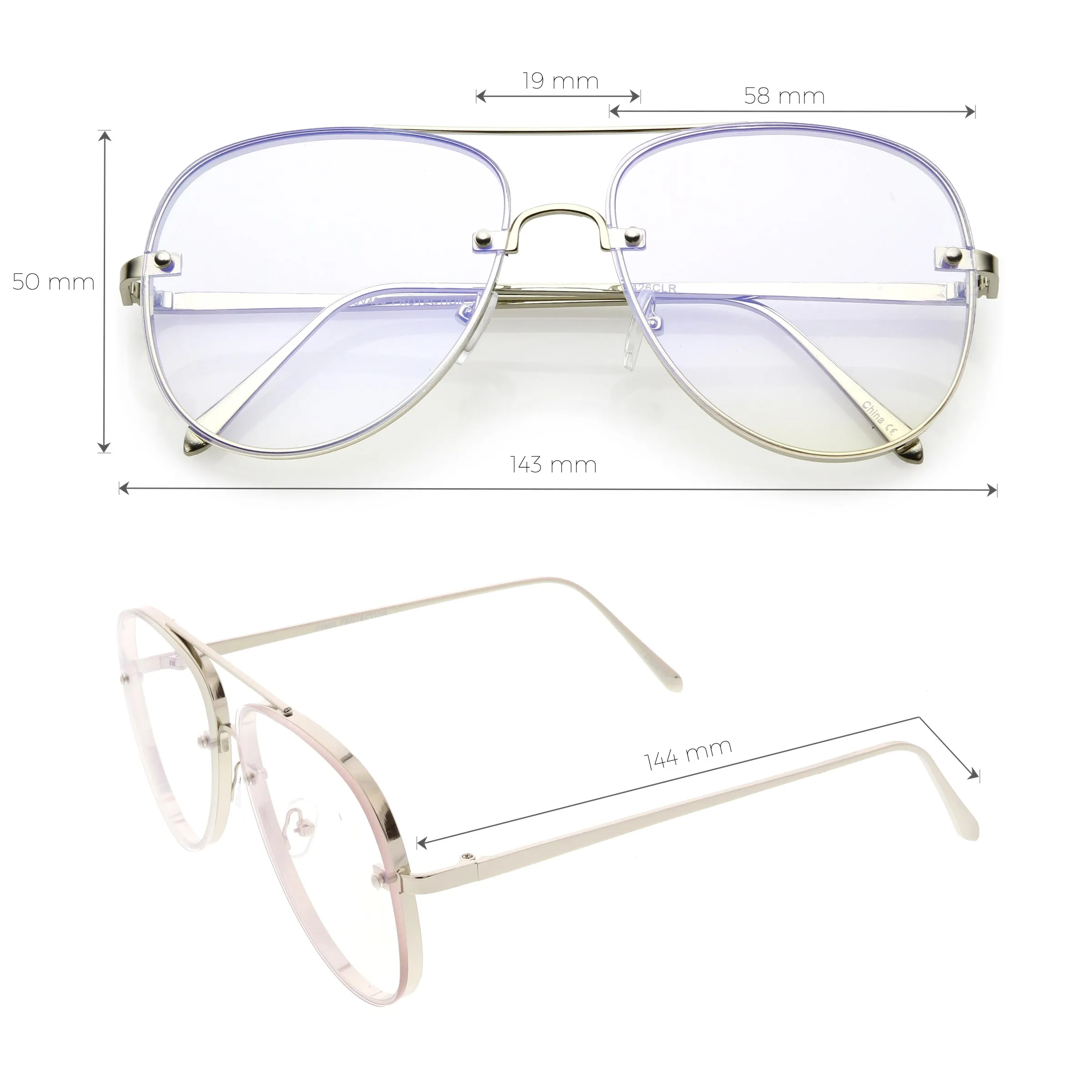 Everyday Classic Slim Metal Aviator Clear Lens C470