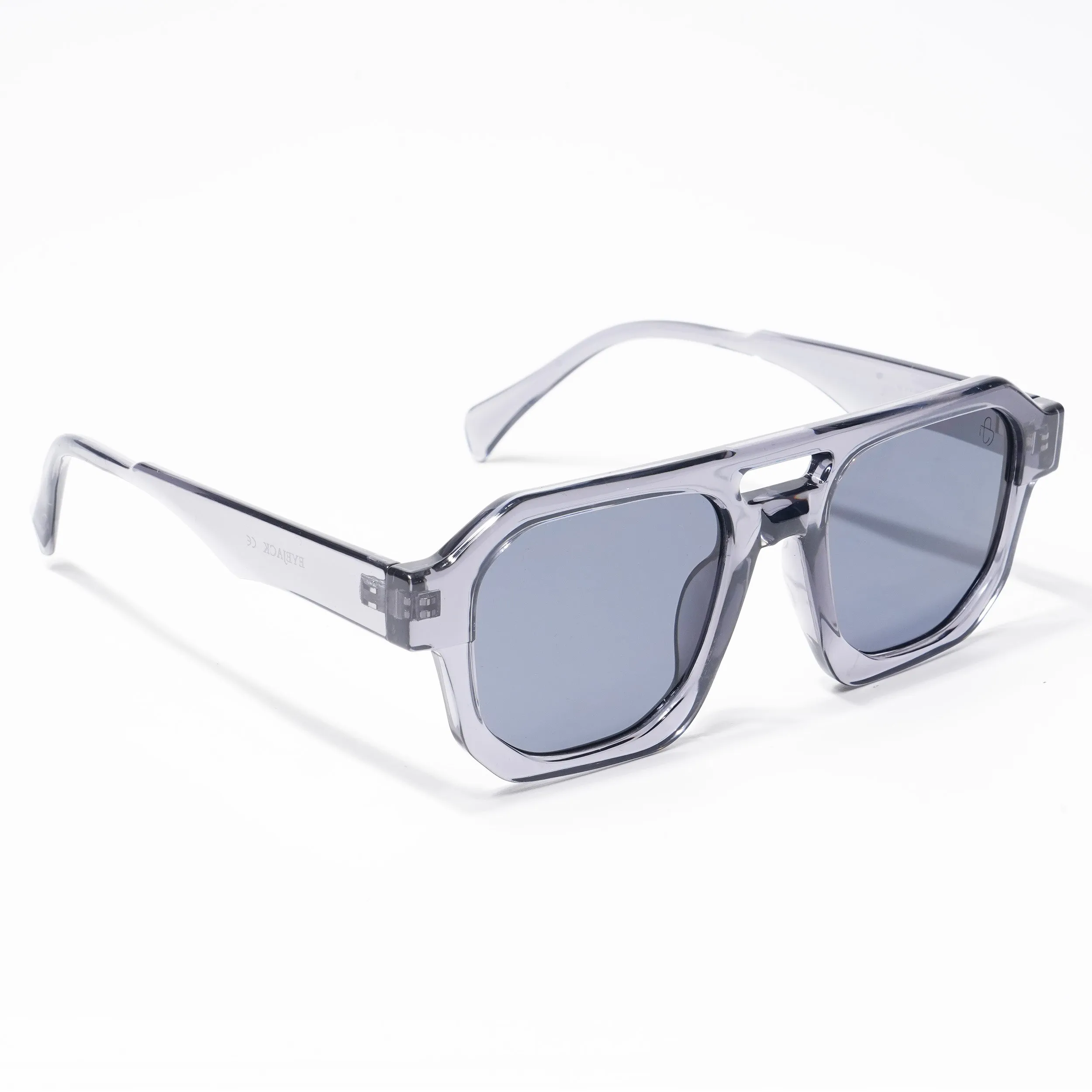 Eyejack Square Sunglasses for Men & Women (Grey Lens | Grey Frame - 3753CL507-C2)