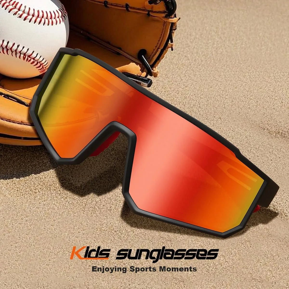 FAGUMA Kids Polarized Sports Sunglasses Youth Baseball Sunglasses Age 8-16 Boys Girls Softball Cycling UV400 Protection