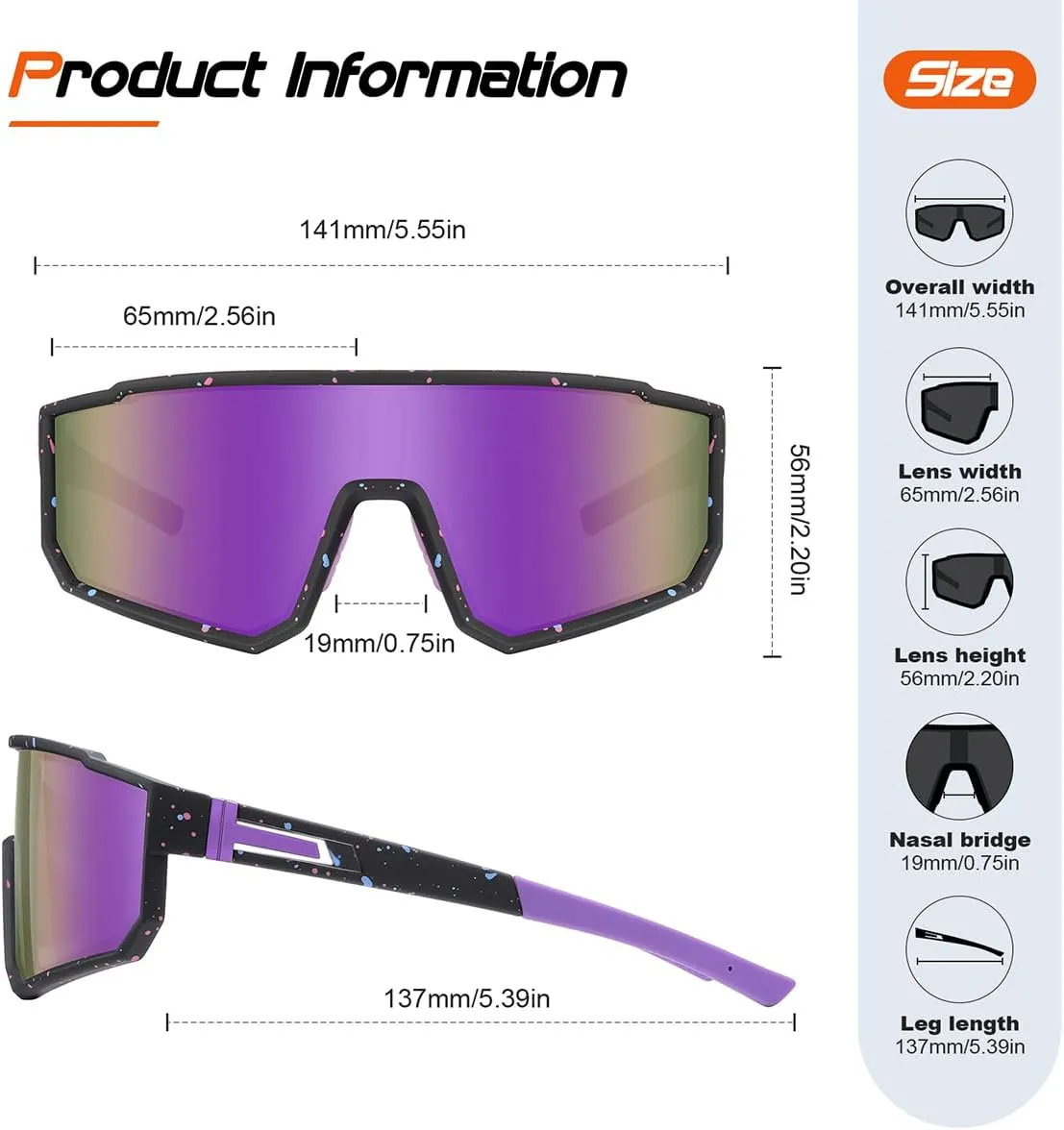 FAGUMA Kids Polarized Sports Sunglasses Youth Baseball Sunglasses Age 8-16 Boys Girls Softball Cycling UV400 Protection