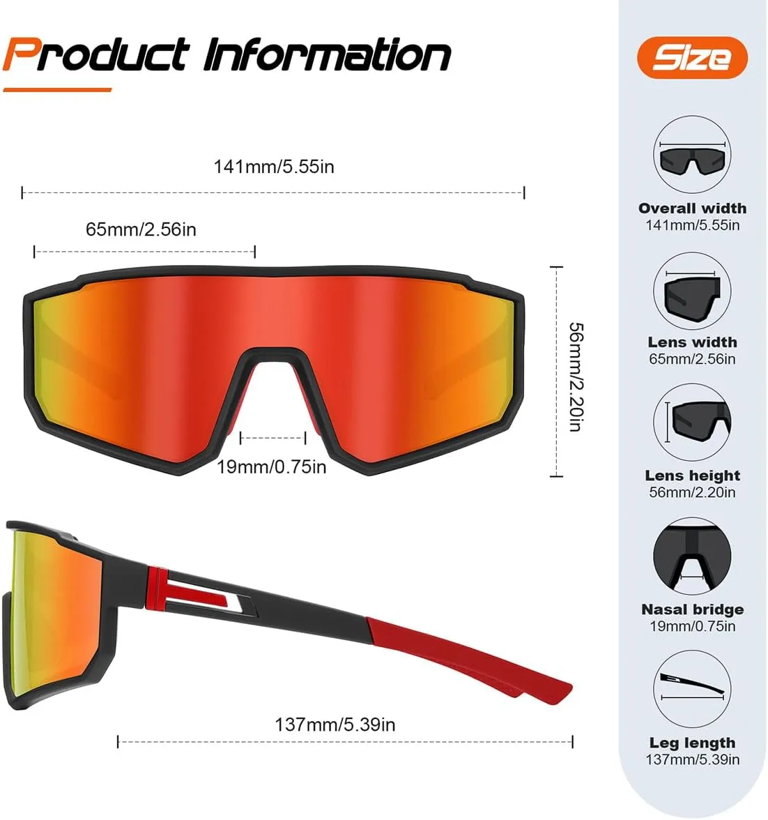 FAGUMA Kids Polarized Sports Sunglasses Youth Baseball Sunglasses Age 8-16 Boys Girls Softball Cycling UV400 Protection