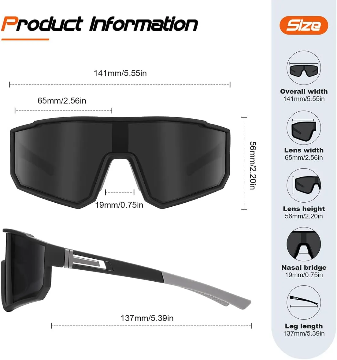 FAGUMA Kids Polarized Sports Sunglasses Youth Baseball Sunglasses Age 8-16 Boys Girls Softball Cycling UV400 Protection