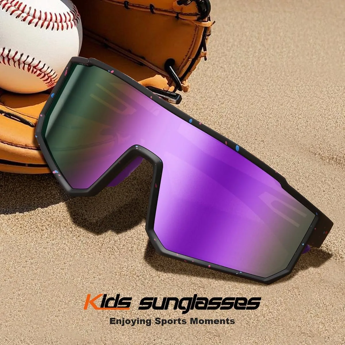 FAGUMA Kids Polarized Sports Sunglasses Youth Baseball Sunglasses Age 8-16 Boys Girls Softball Cycling UV400 Protection