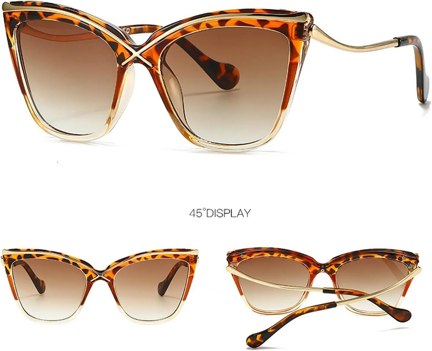 Fashion Cat Eye Sunglasses for Women Vintage Gradation Brown Green Shades Womne Luxury Sun Glasses UV400 Eyewear