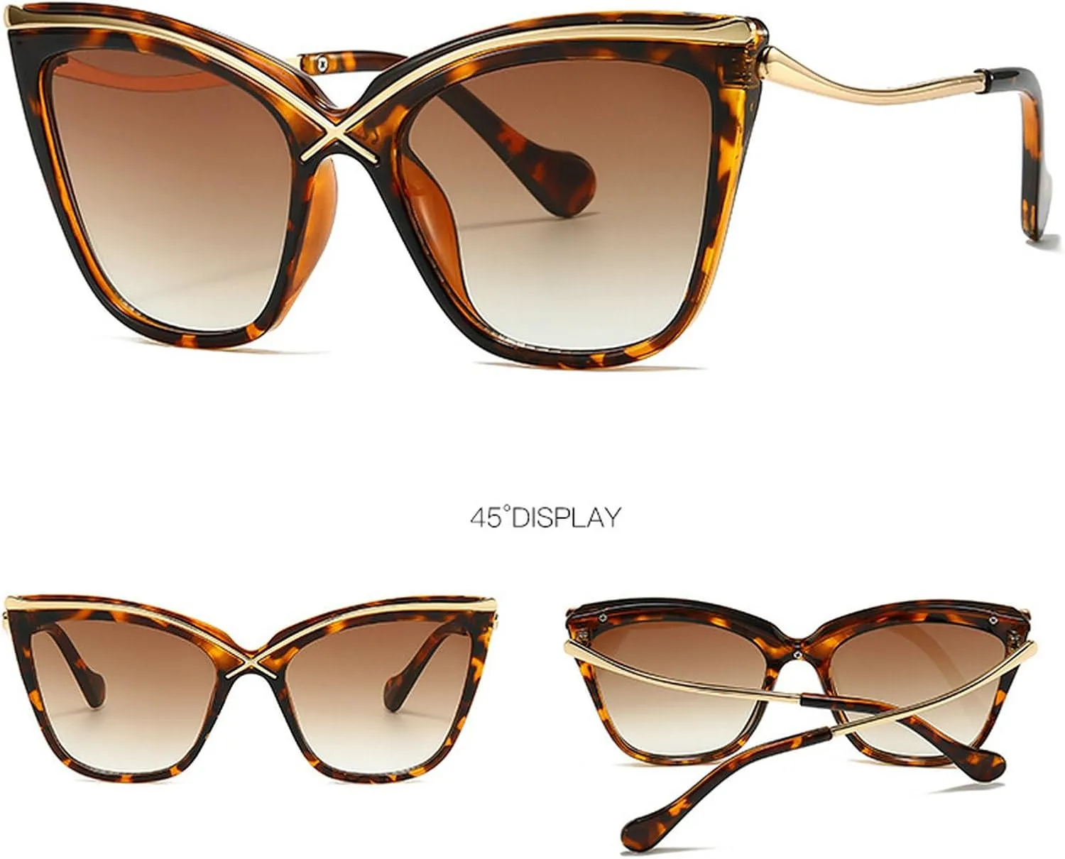 Fashion Cat Eye Sunglasses for Women Vintage Gradation Brown Green Shades Womne Luxury Sun Glasses UV400 Eyewear