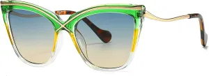 Fashion Cat Eye Sunglasses for Women Vintage Gradation Brown Green Shades Womne Luxury Sun Glasses UV400 Eyewear