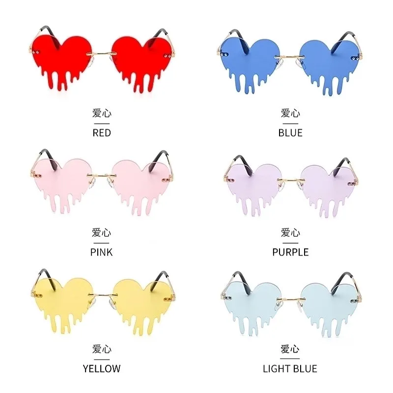 Fashion Colorful Melting Heart Shape Sunglasses