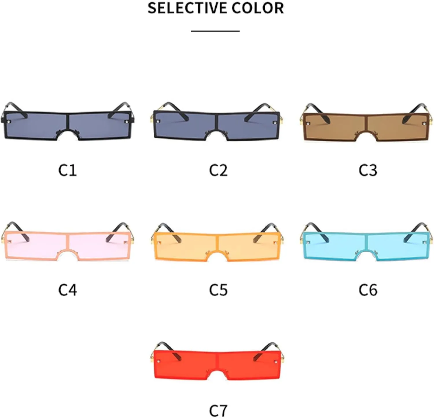 Fashion Integrated Rectangle Metal Frame Sunglasses Women Luxury Steampunk Trendy Hip Hop Sun Glasses Unisex Uv400