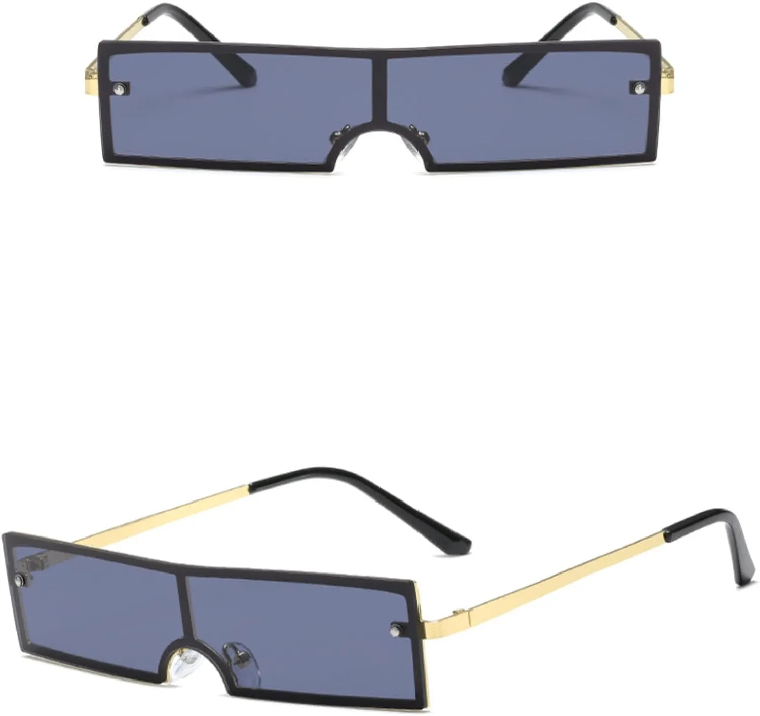 Fashion Integrated Rectangle Metal Frame Sunglasses Women Luxury Steampunk Trendy Hip Hop Sun Glasses Unisex Uv400