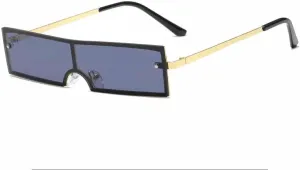 Fashion Integrated Rectangle Metal Frame Sunglasses Women Luxury Steampunk Trendy Hip Hop Sun Glasses Unisex Uv400