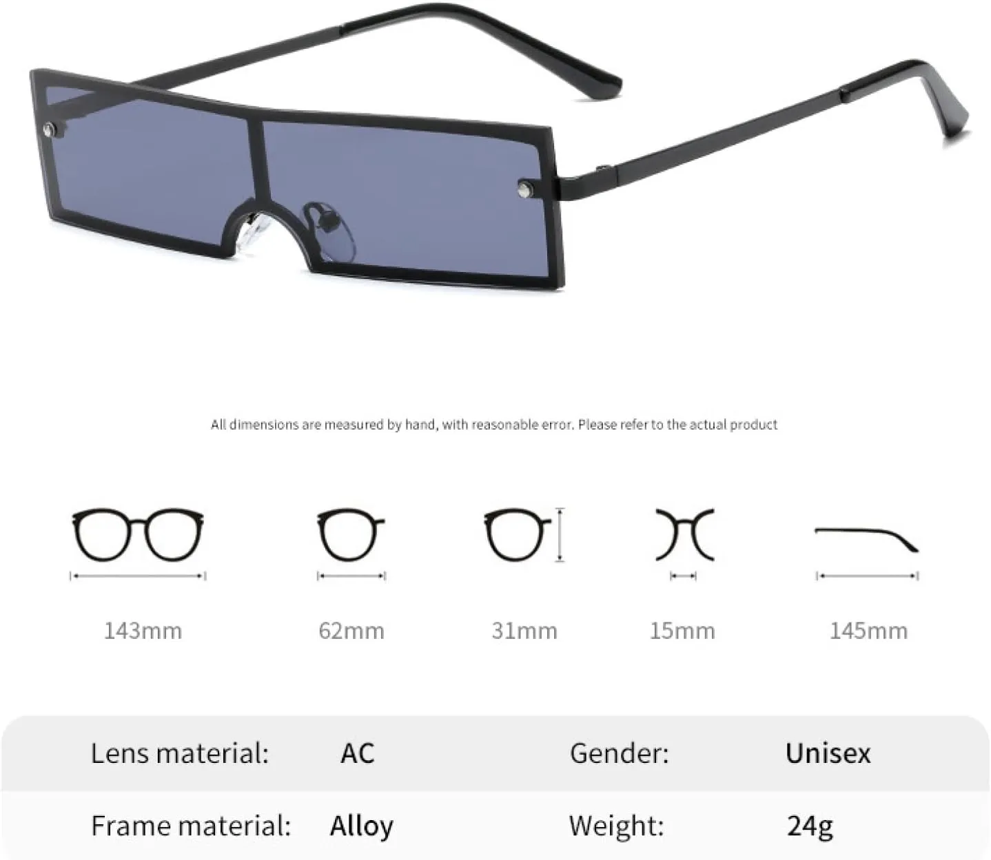 Fashion Integrated Rectangle Metal Frame Sunglasses Women Luxury Steampunk Trendy Hip Hop Sun Glasses Unisex Uv400