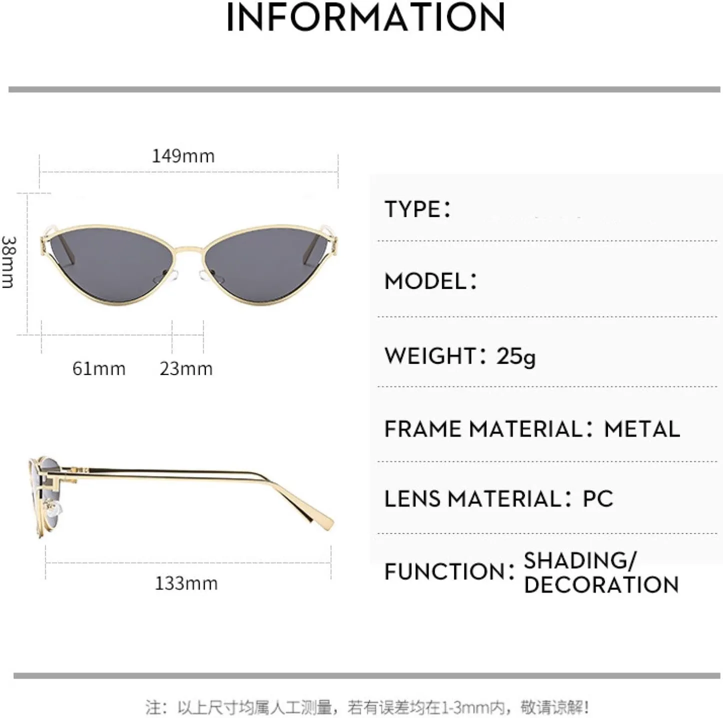 Fashion Luxury Cat Eye Metal Frame Sunglasses Women Senior Retro Travel Sunglasses Uv400