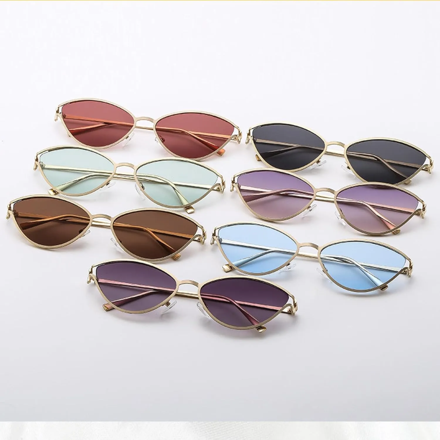 Fashion Luxury Cat Eye Metal Frame Sunglasses Women Senior Retro Travel Sunglasses Uv400