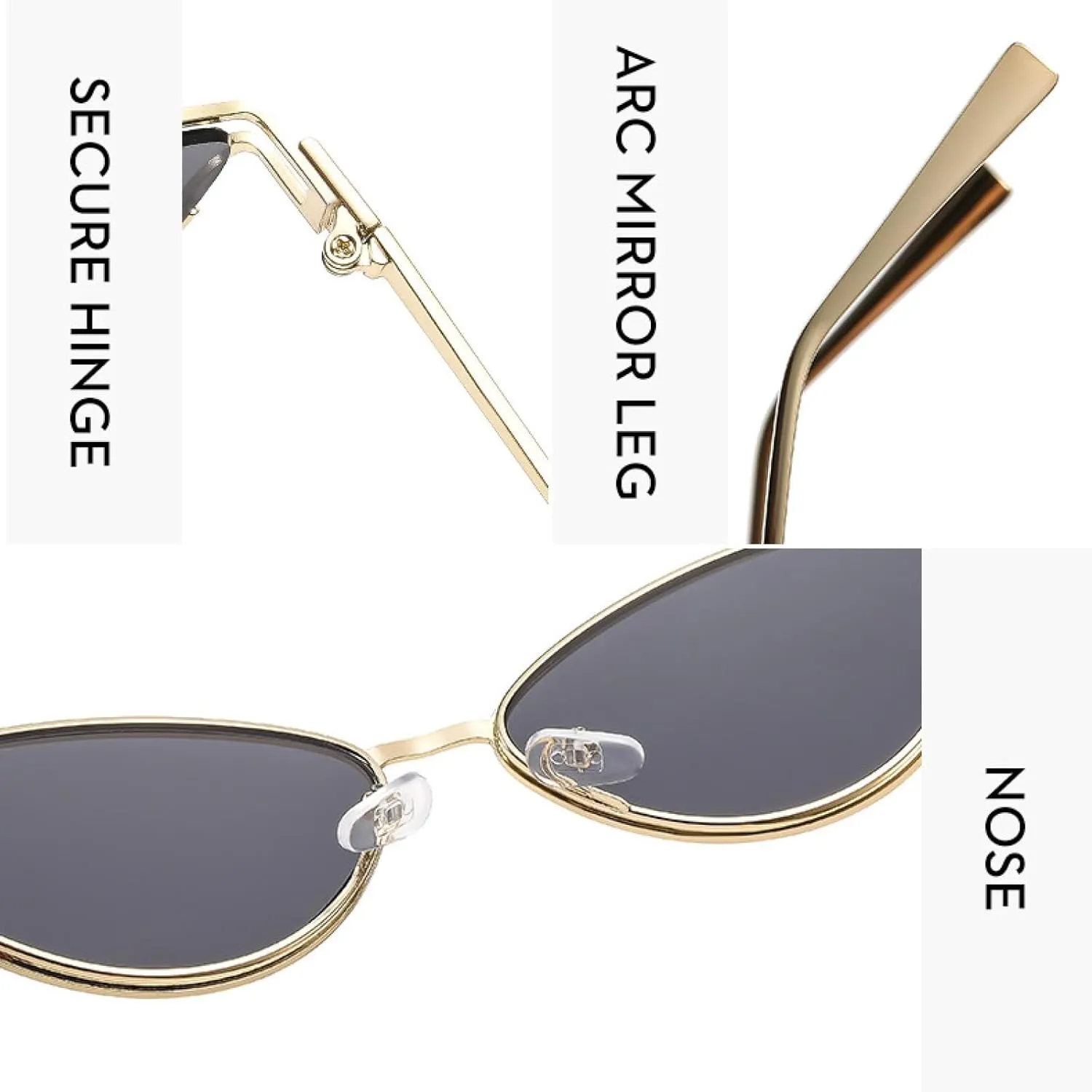 Fashion Luxury Cat Eye Metal Frame Sunglasses Women Senior Retro Travel Sunglasses Uv400