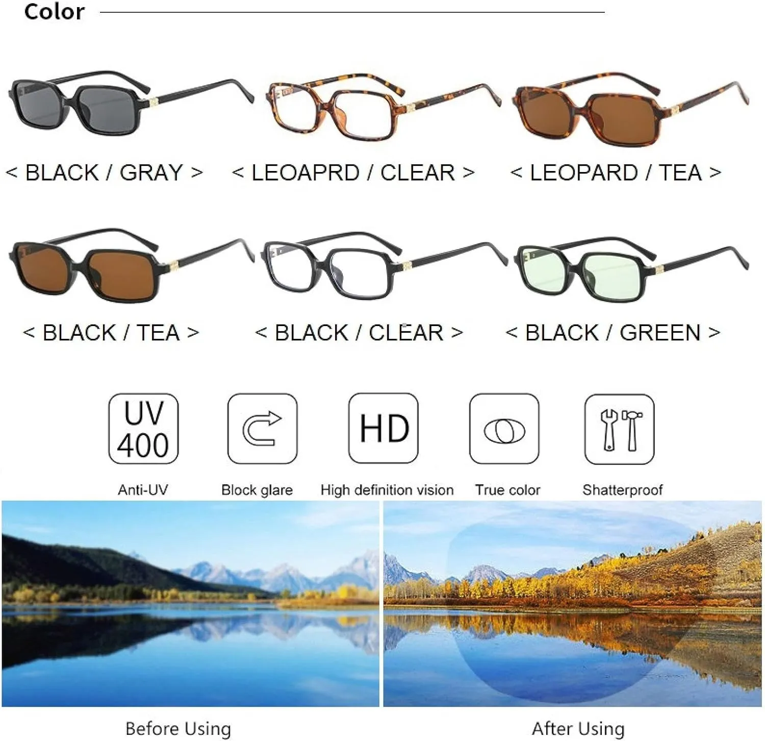 Fashion Rectangle Sunglasses Womens Men Small Black Sun Glasses Goggle Trends Vintage Cat Eye Eyewear