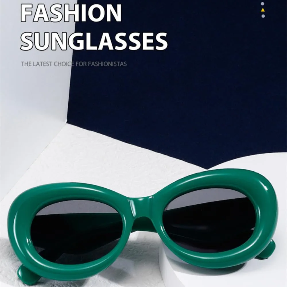 Fashion Retro Round Frame Sunglasses Men Women Vintage Luxury Sun Glasses Trend Punk Green Shades