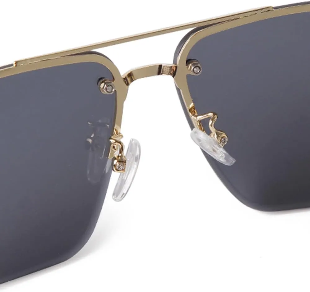 Fashion Rivet Rimless Sunglasses Women Men Classic Gradient Lens Sunglasses