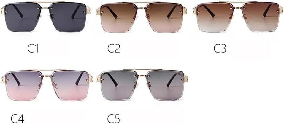 Fashion Rivet Rimless Sunglasses Women Men Classic Gradient Lens Sunglasses