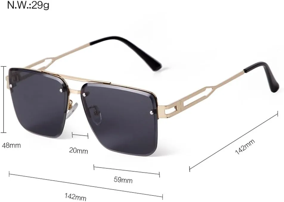 Fashion Rivet Rimless Sunglasses Women Men Classic Gradient Lens Sunglasses