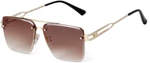 Fashion Rivet Rimless Sunglasses Women Men Classic Gradient Lens Sunglasses