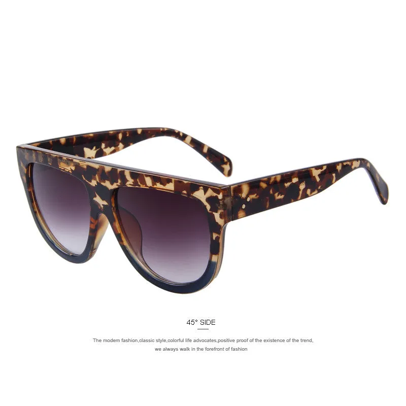 Fashion Women Big Frame Sunglasses Classic Brand Designer Rivet Shades Flat Top Oversize Shield Shape Glasses UV400