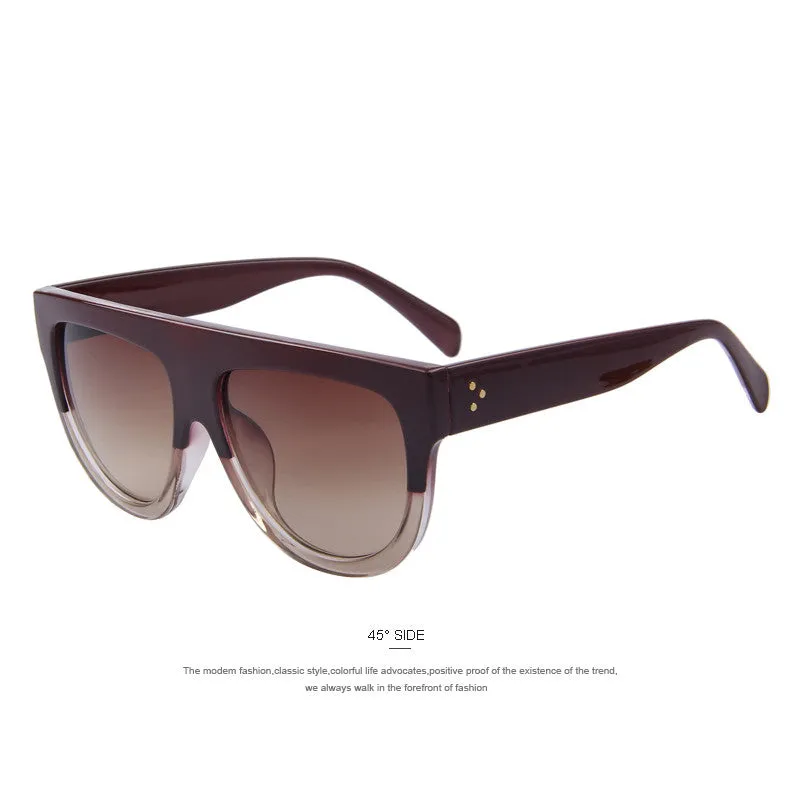 Fashion Women Big Frame Sunglasses Classic Brand Designer Rivet Shades Flat Top Oversize Shield Shape Glasses UV400