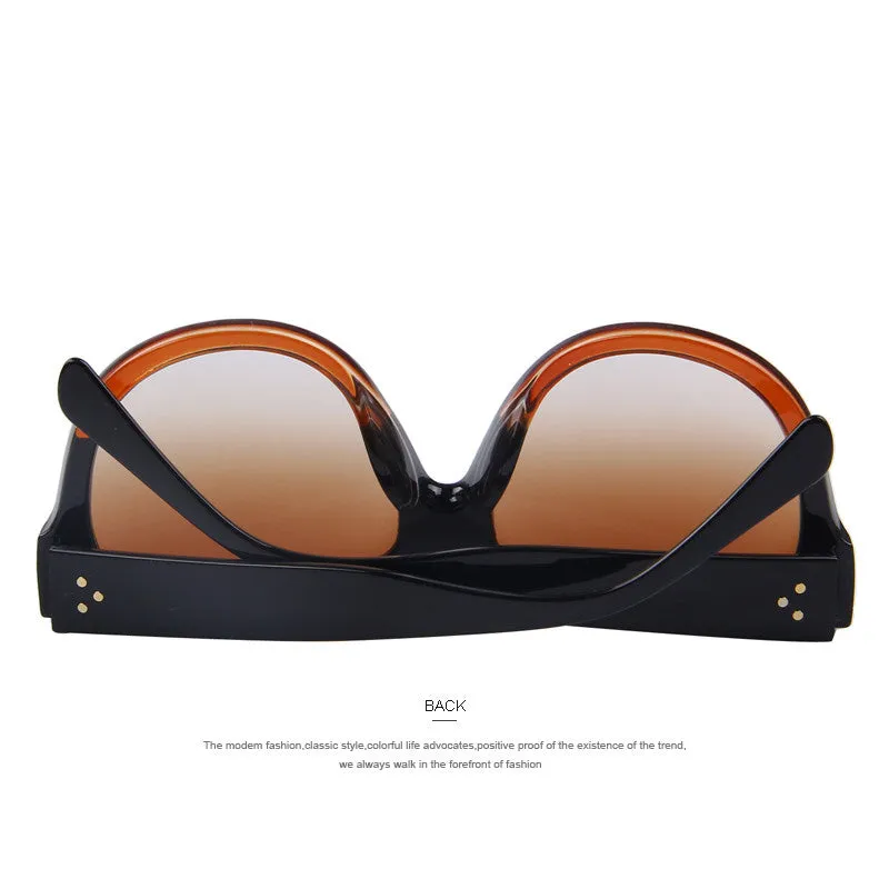 Fashion Women Big Frame Sunglasses Classic Brand Designer Rivet Shades Flat Top Oversize Shield Shape Glasses UV400