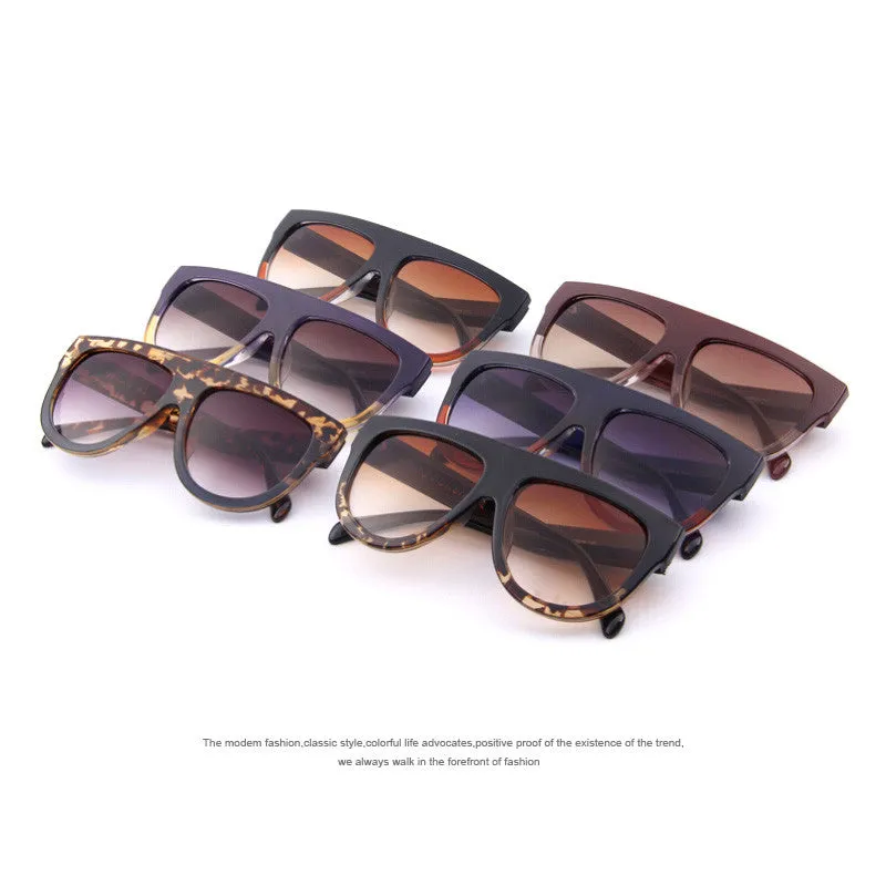Fashion Women Big Frame Sunglasses Classic Brand Designer Rivet Shades Flat Top Oversize Shield Shape Glasses UV400