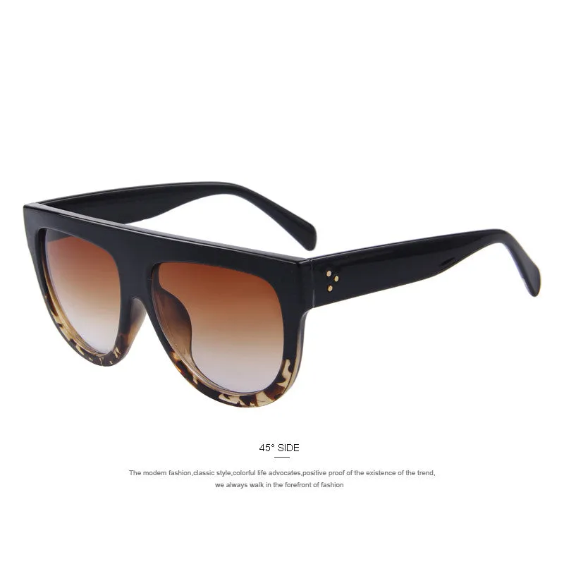 Fashion Women Big Frame Sunglasses Classic Brand Designer Rivet Shades Flat Top Oversize Shield Shape Glasses UV400