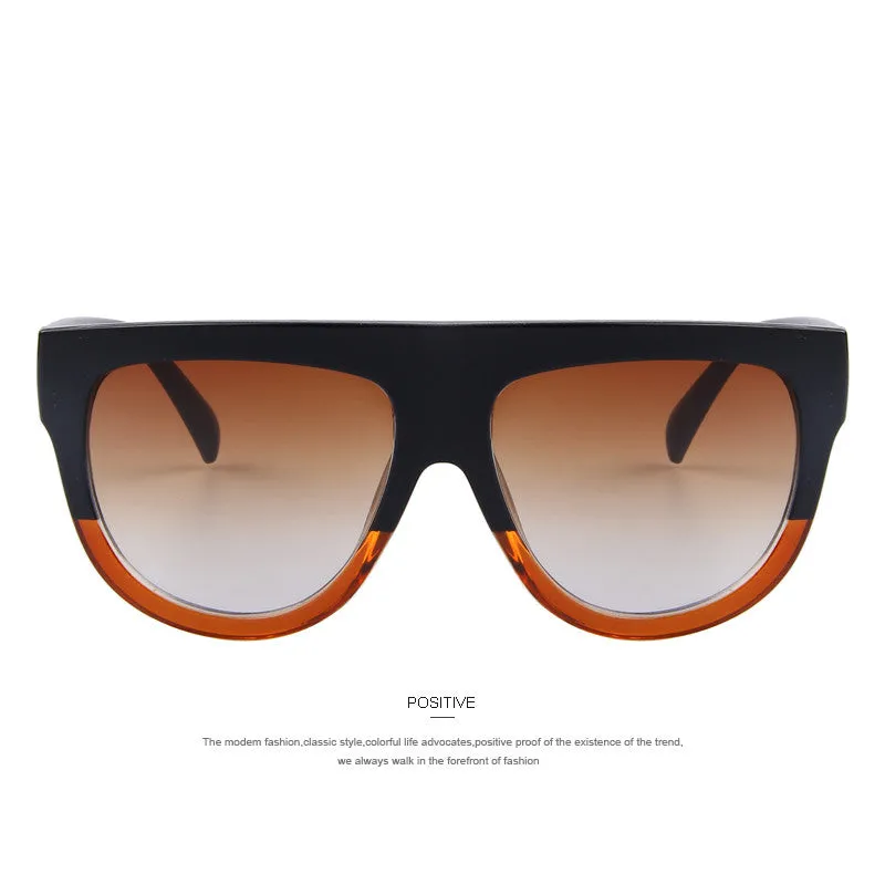 Fashion Women Big Frame Sunglasses Classic Brand Designer Rivet Shades Flat Top Oversize Shield Shape Glasses UV400