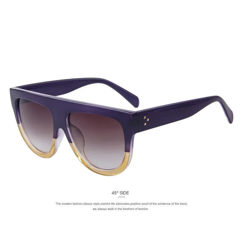 Fashion Women Big Frame Sunglasses Classic Brand Designer Rivet Shades Flat Top Oversize Shield Shape Glasses UV400