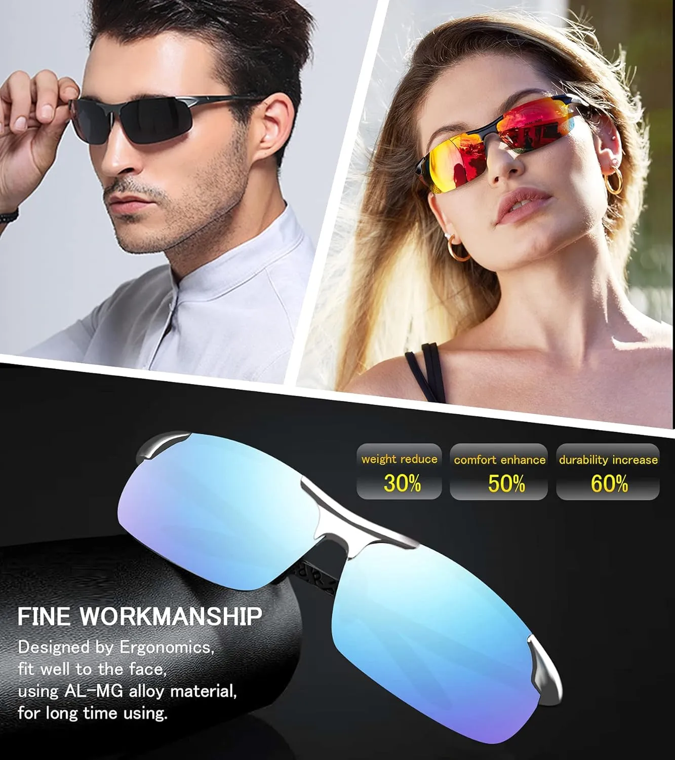FEISEDY Mens Sports Polarized Sunglasses UV Protection Sunglasses for Men Cycling Driving B2442