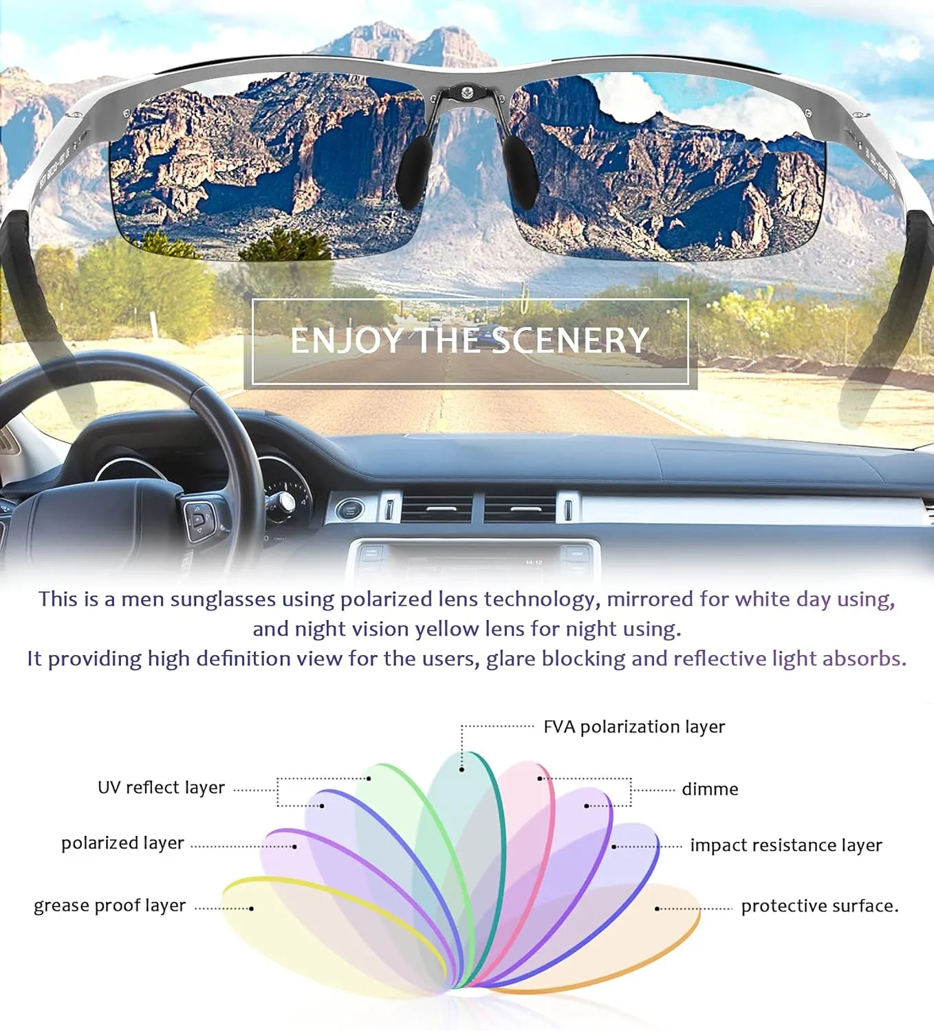 FEISEDY Mens Sports Polarized Sunglasses UV Protection Sunglasses for Men Cycling Driving B2442