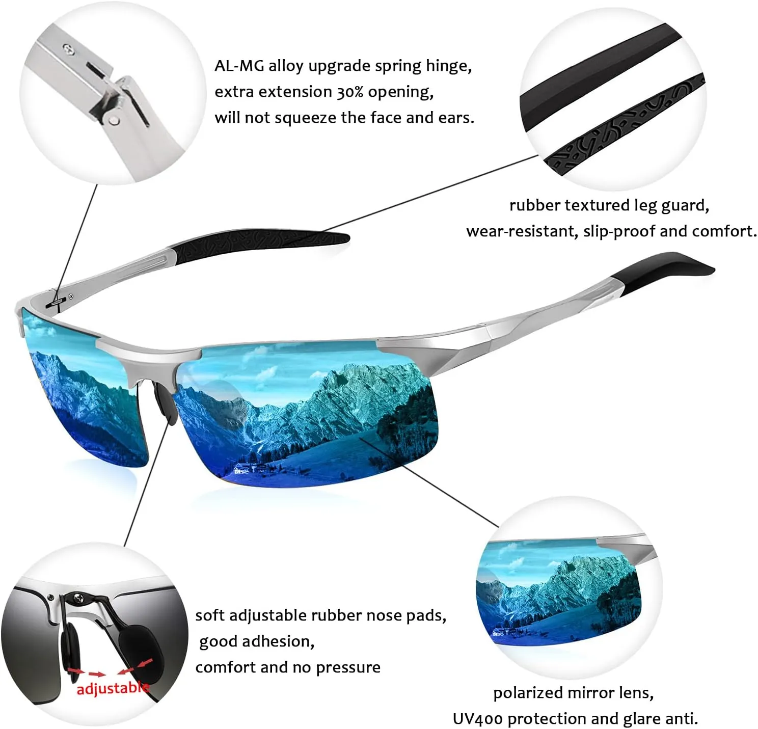 FEISEDY Mens Sports Polarized Sunglasses UV Protection Sunglasses for Men Cycling Driving B2442