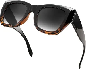 FEISEDY Oversized Vintage Square Sunglasses for Women Luxury Trendy Big Sun Glasses Thick Frame Shade UV400 Protection B2378