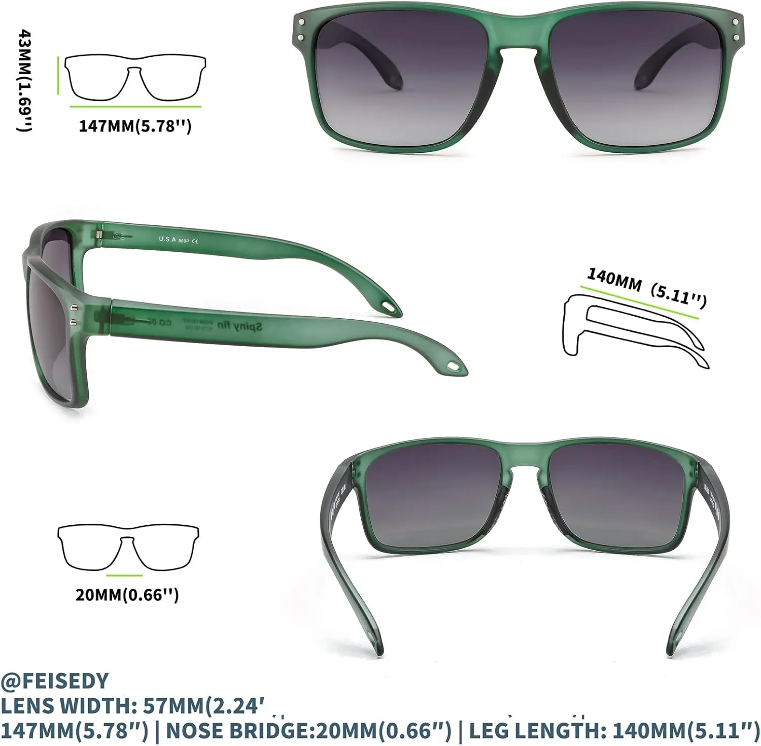 FEISEDY Polarized Sports Sunglasses for Men Women, Classic Fishing Driving Cycling Goggles, UV400 Protection B2234