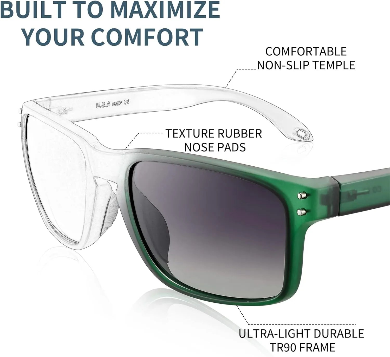 FEISEDY Polarized Sports Sunglasses for Men Women, Classic Fishing Driving Cycling Goggles, UV400 Protection B2234