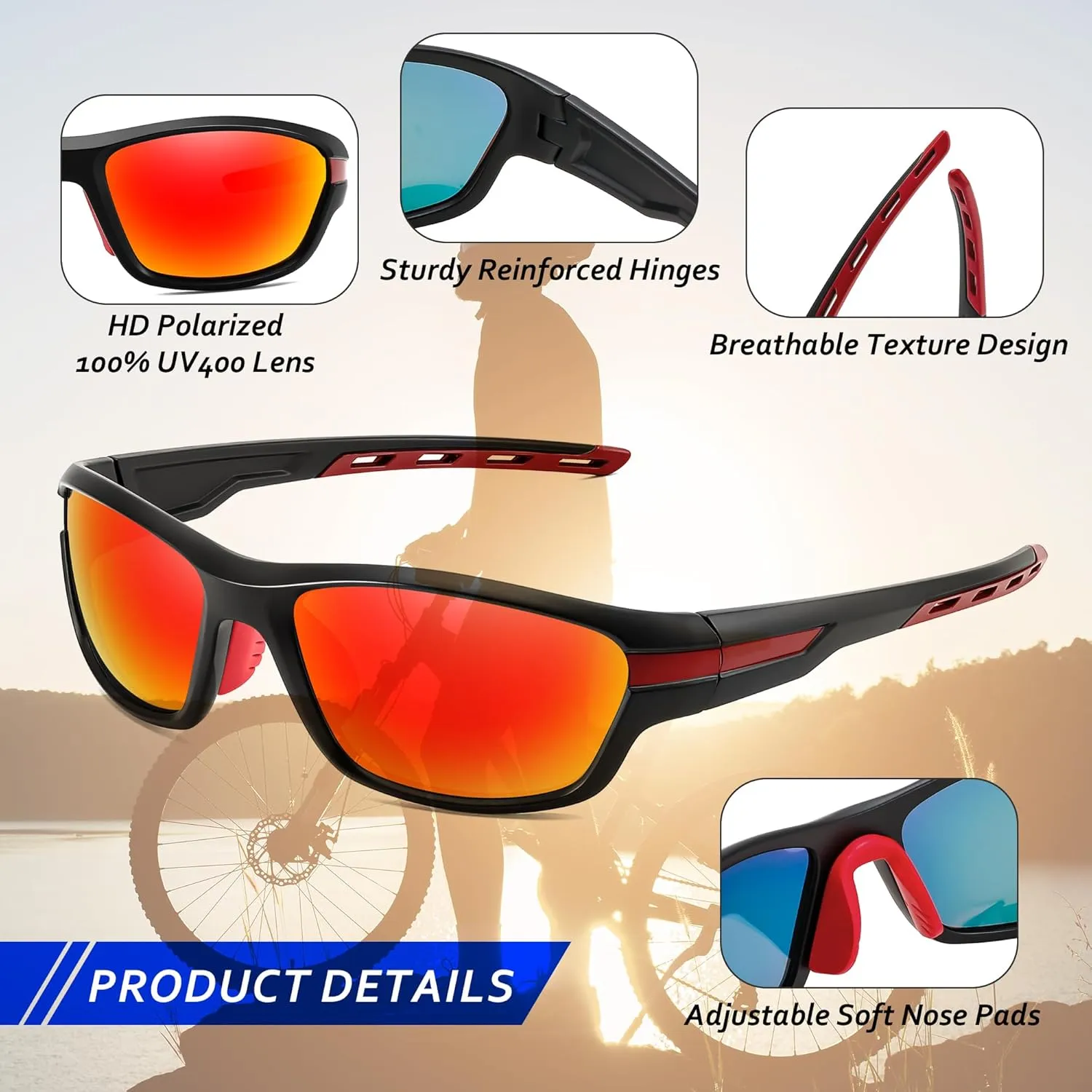 FEISEDY Polarized Sports Sunglasses for Men Women Youth Baseball Running Cycling Fishing TAC Glasses UV400 B0150