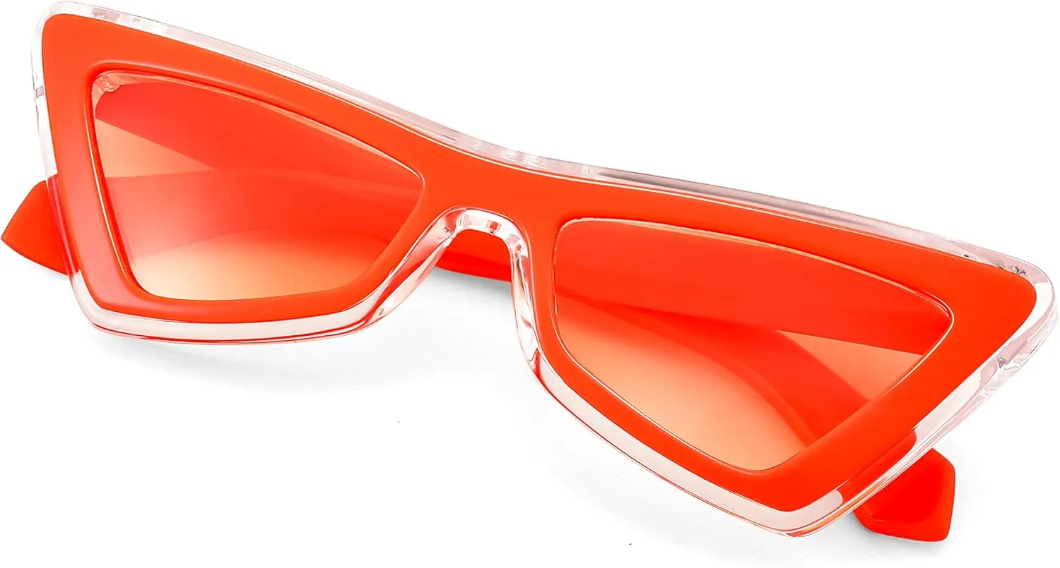 FEISEDY Small Sunglasses for Women Vintage Square Cat Eye Fashion 70s 90s Thick Frame UV Protection Eyewear B0007