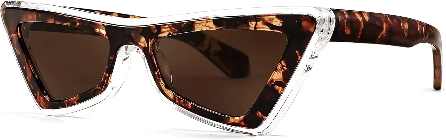 FEISEDY Small Sunglasses for Women Vintage Square Cat Eye Fashion 70s 90s Thick Frame UV Protection Eyewear B0007