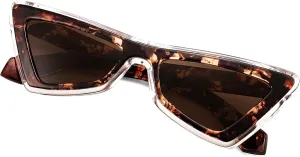 FEISEDY Small Sunglasses for Women Vintage Square Cat Eye Fashion 70s 90s Thick Frame UV Protection Eyewear B0007