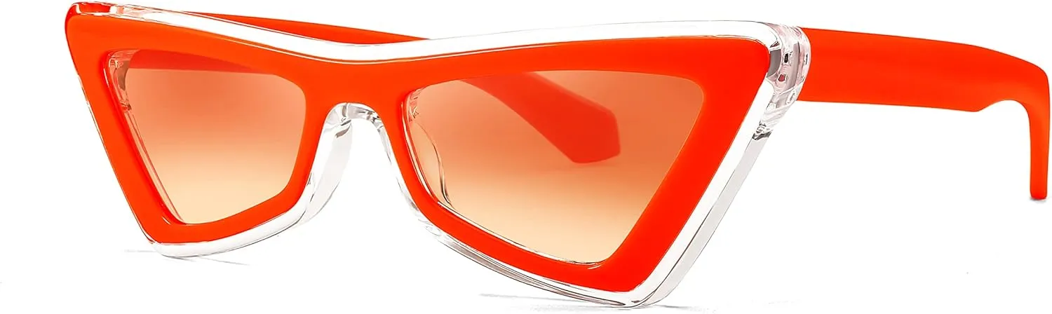 FEISEDY Small Sunglasses for Women Vintage Square Cat Eye Fashion 70s 90s Thick Frame UV Protection Eyewear B0007