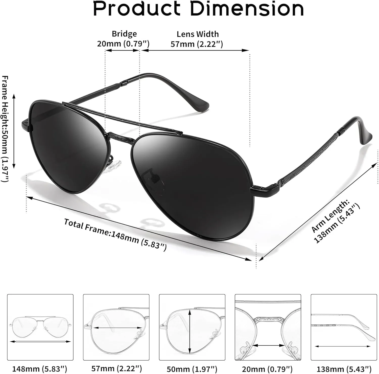 FEISEDY Sunglasses Womens, Aviator Polarized Men, Classic Metal Frame Pilot Shades B9113